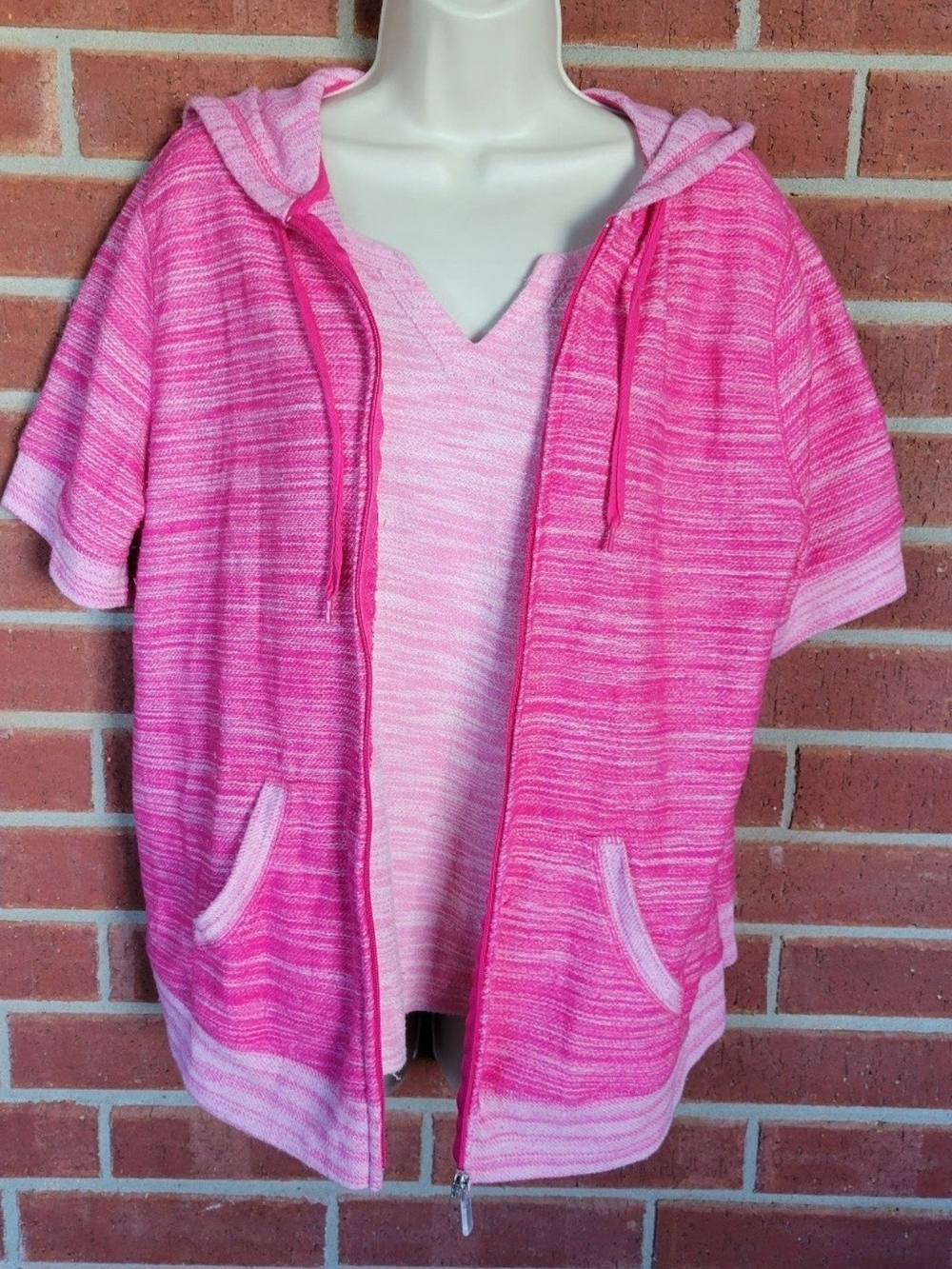 Made for Life Pink Marled 2 Piece Hoodie & Top Set PXL. #242